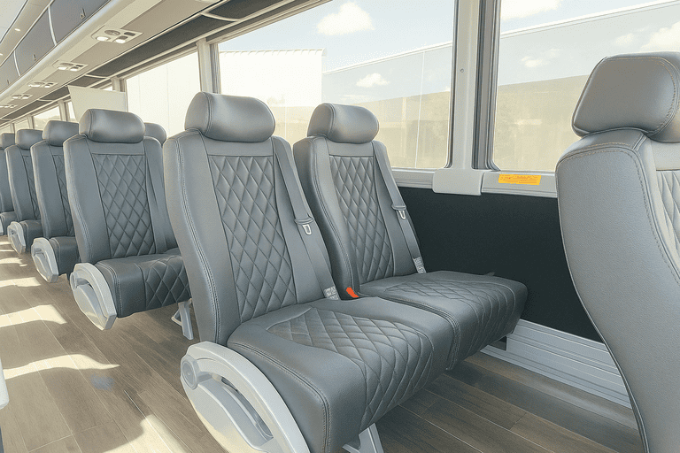 interior of Sanford Coach Bus Service charter bus