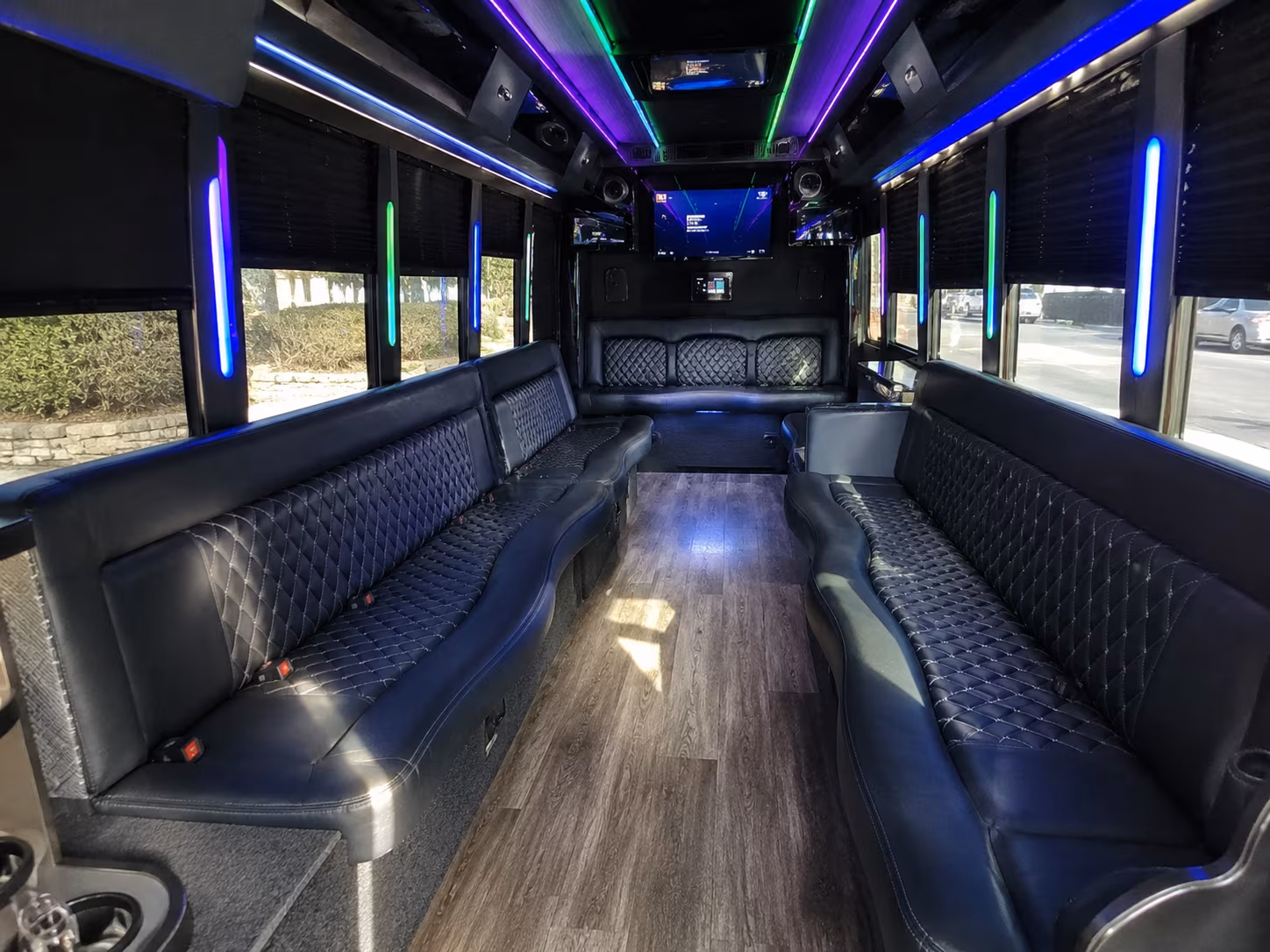 sanford 15 passenger party bus interior