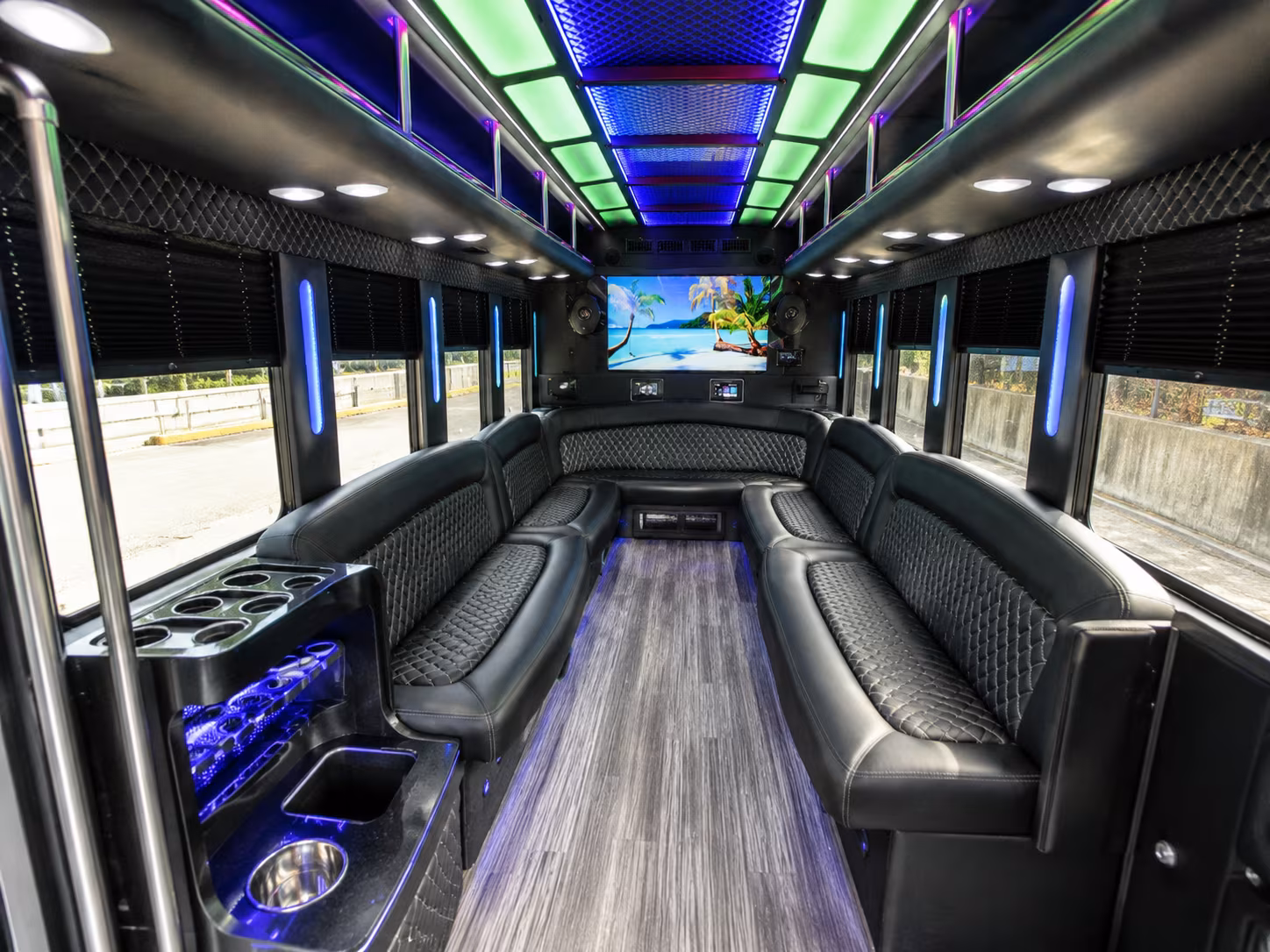 sanford 18 passenger party bus inside