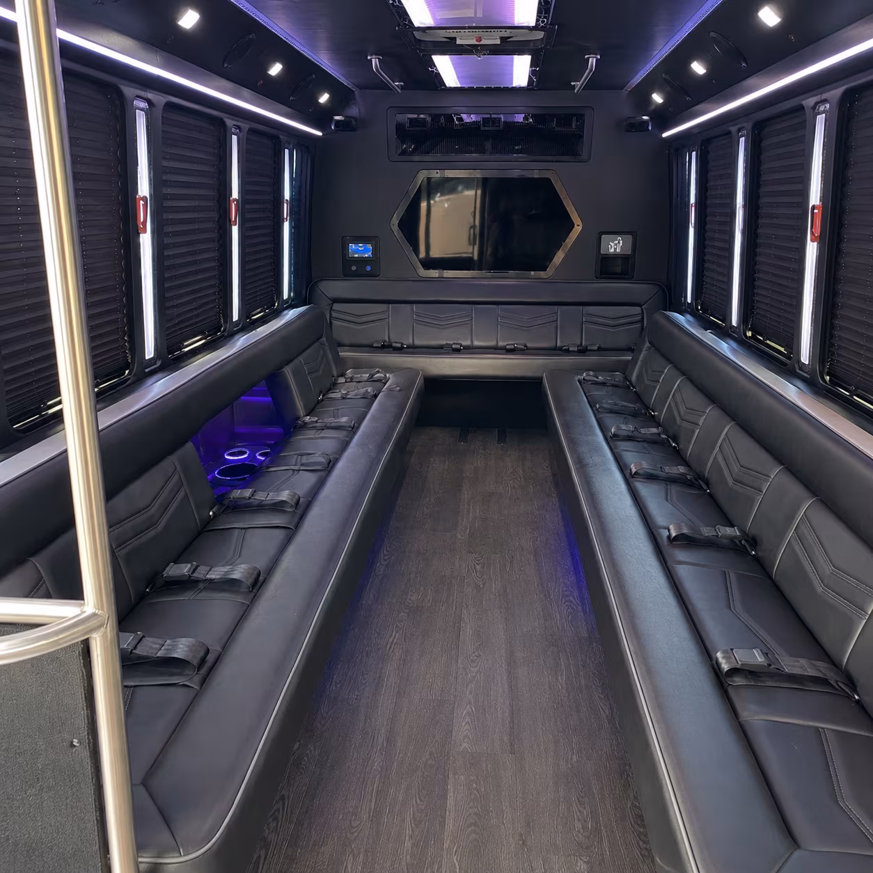 sanford 18 passenger party bus interior