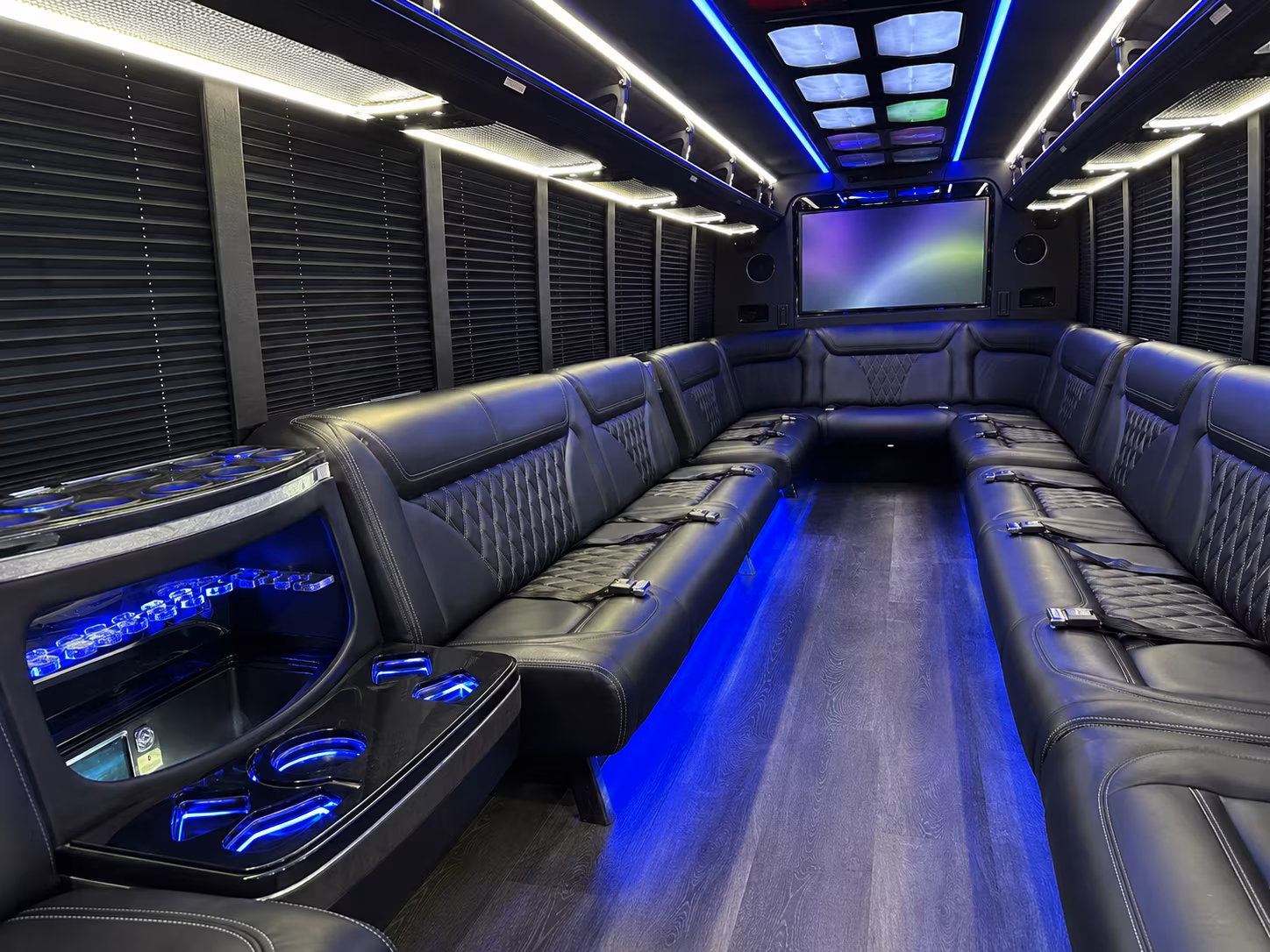 sanford 20 passenger party bus inside
