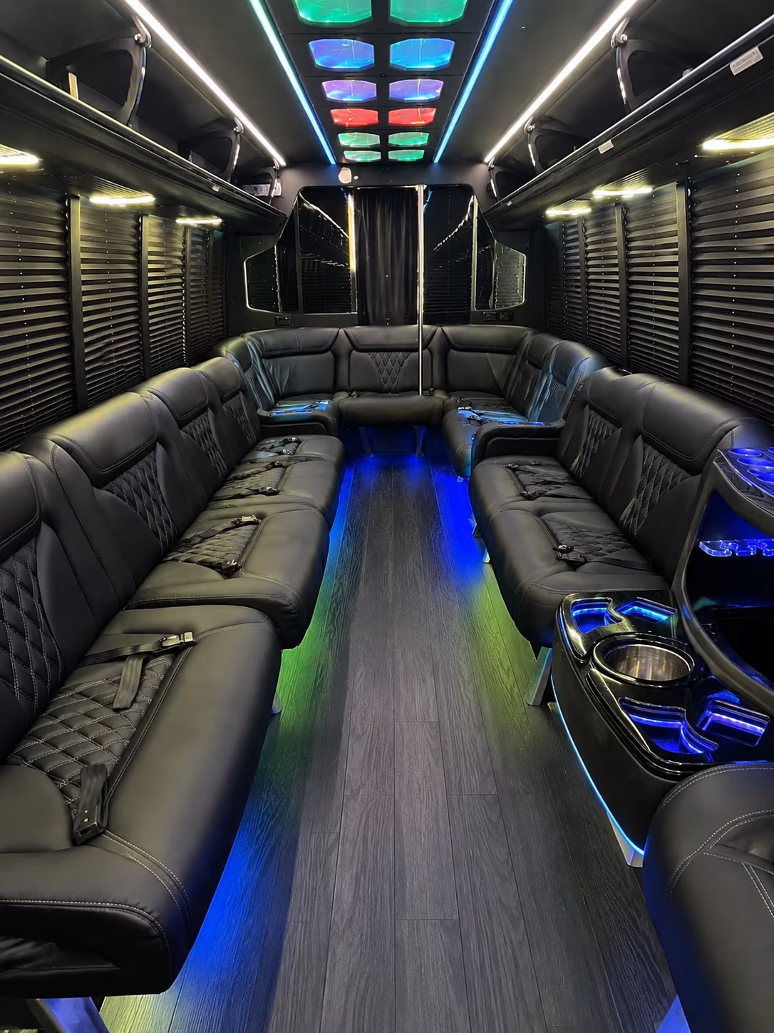 sanford 20 passenger party bus interior