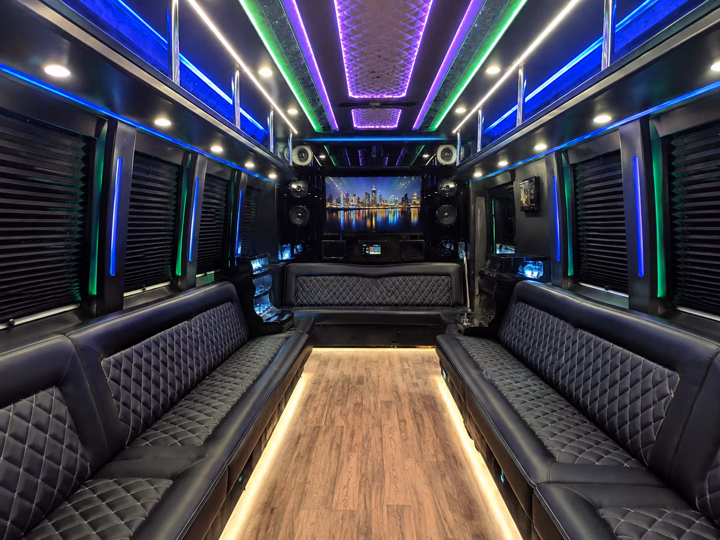 sanford 25 passenger party bus interior