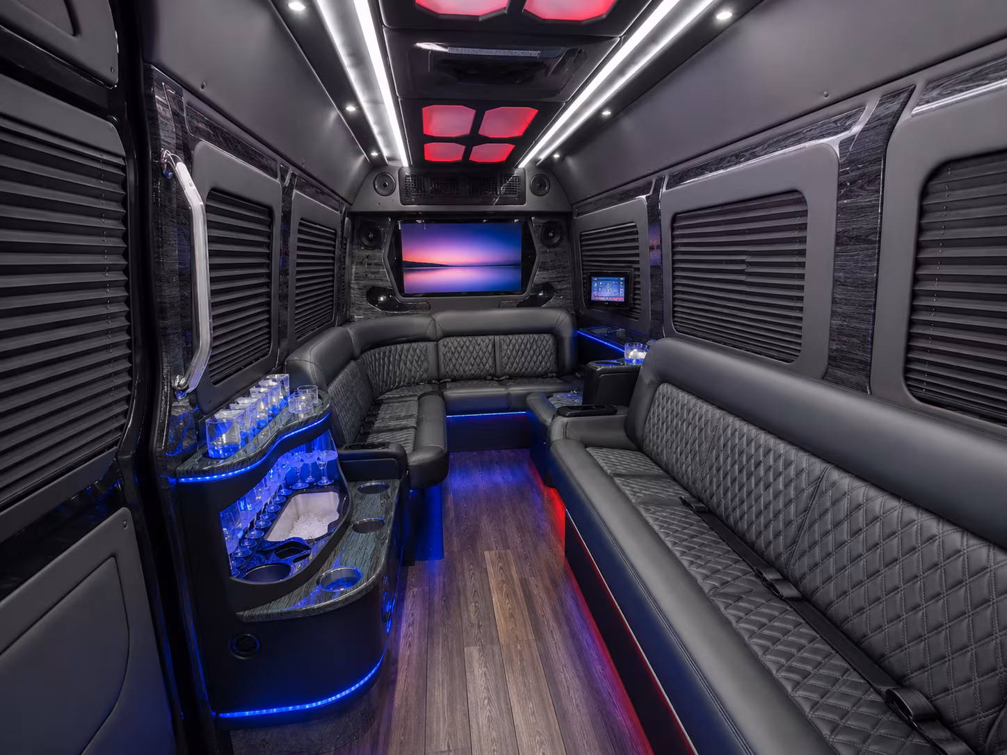 sanford 28 passenger party bus interior