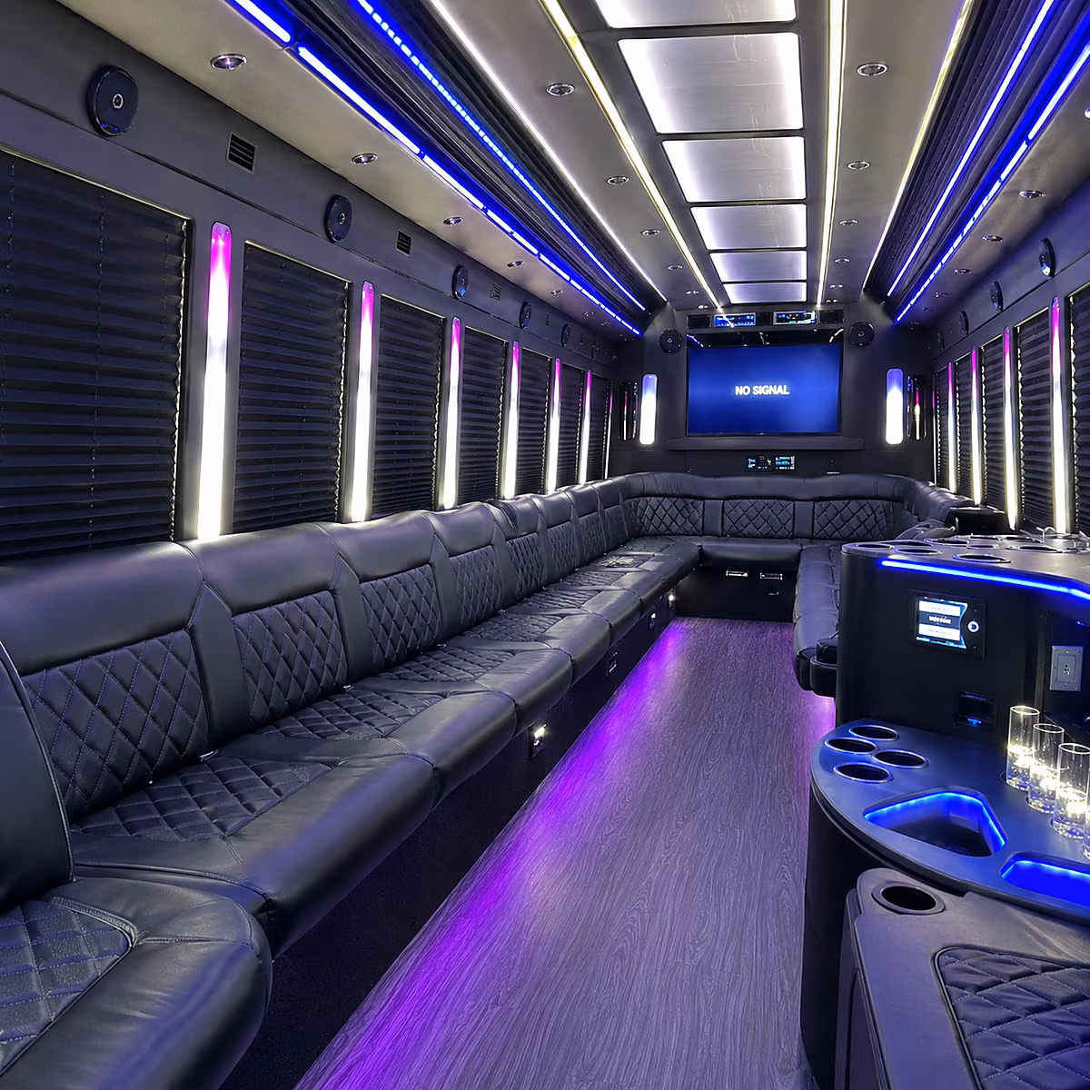 sanford 30 passenger party bus inside