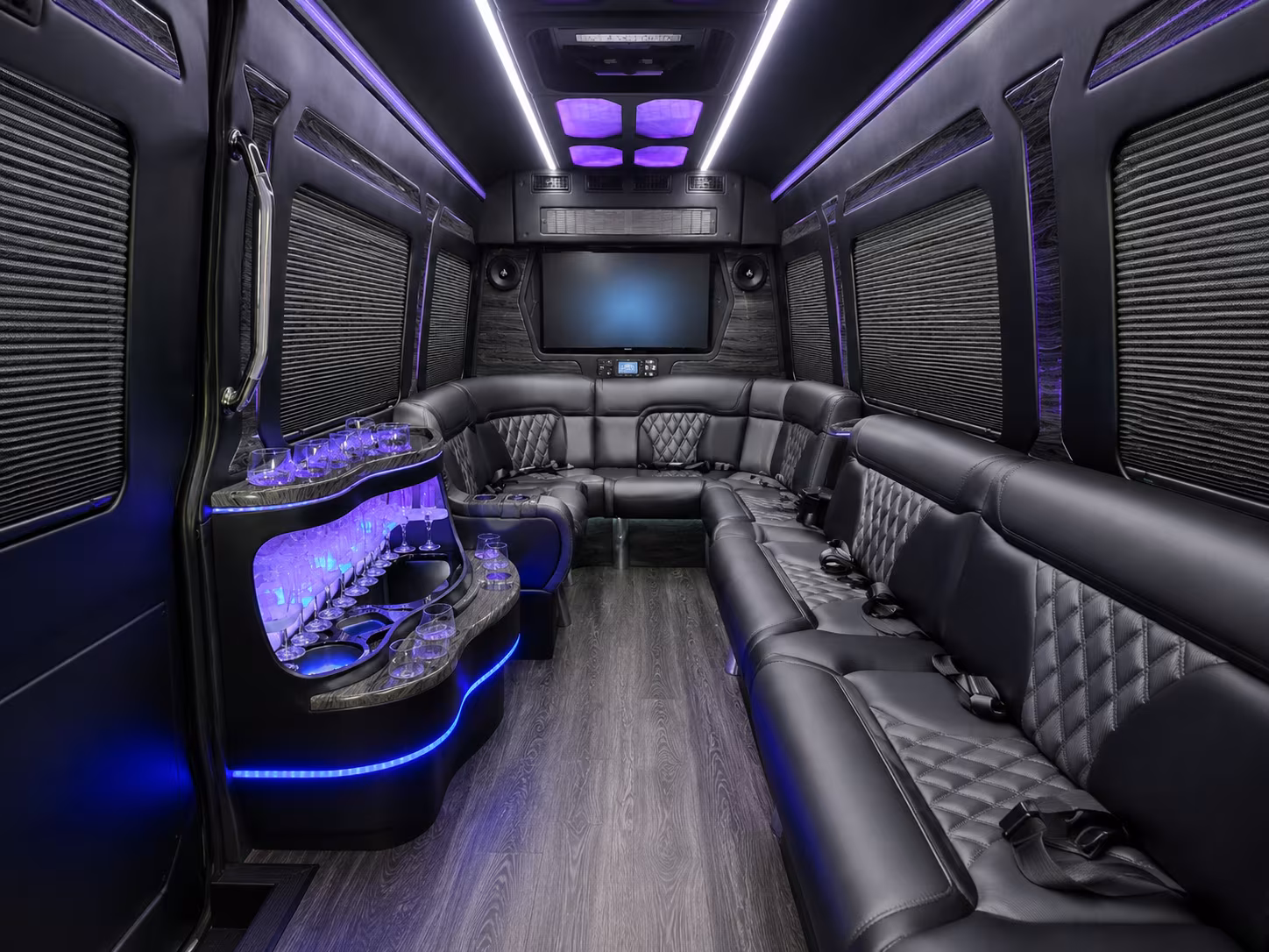 sanford 40 passenger party bus inside