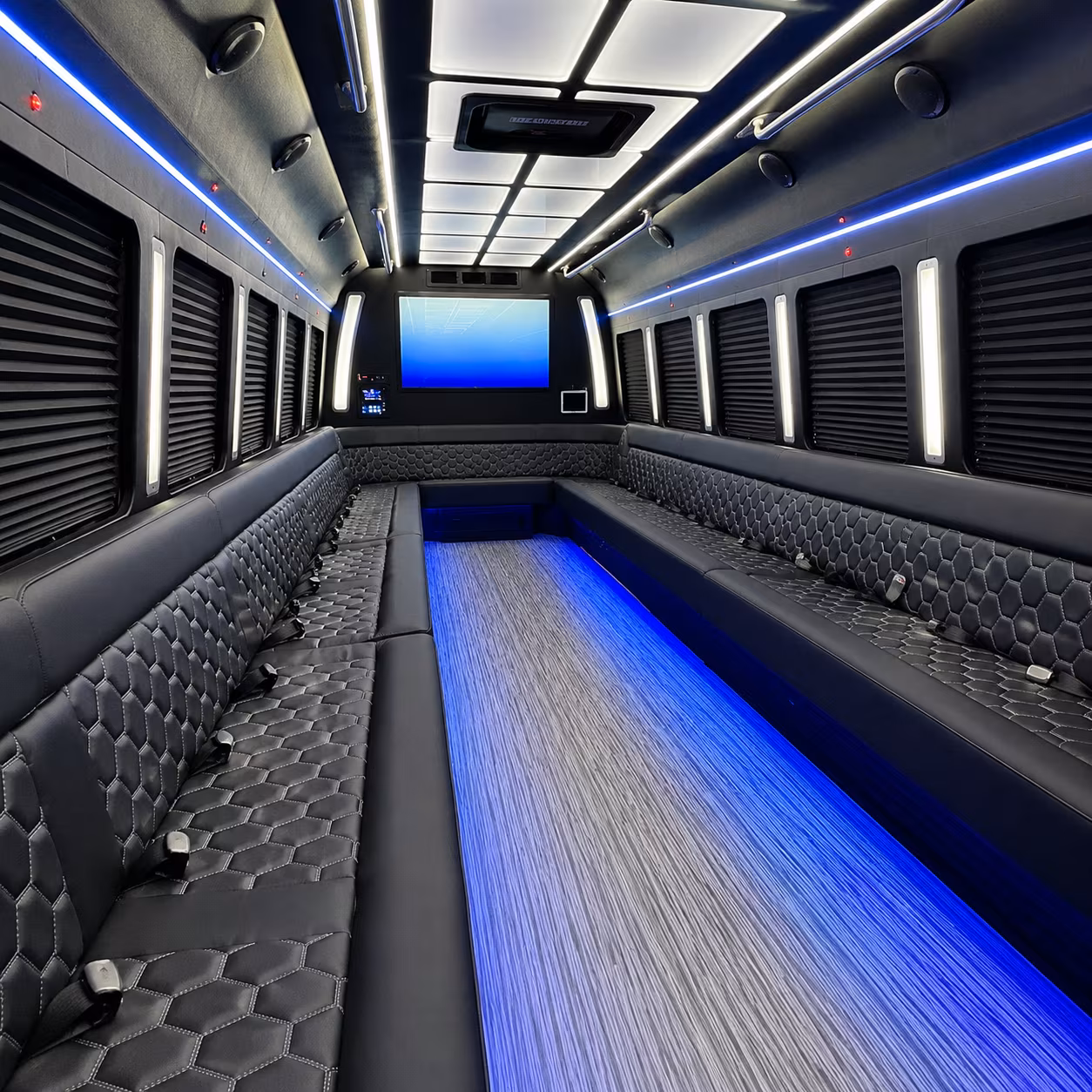 sanford 50 passenger party bus inside